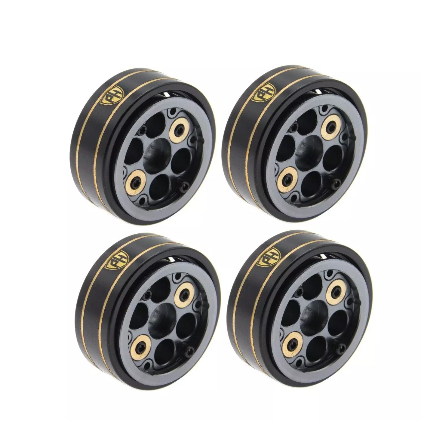 1-0-z9-brass-adjustable-weight-beadlock-crawler-wheels-grey-1-24-scx24 1.0" Z9 Brass Adjustable Weight Beadlock Crawler Wheels Grey 1/24 SCX24