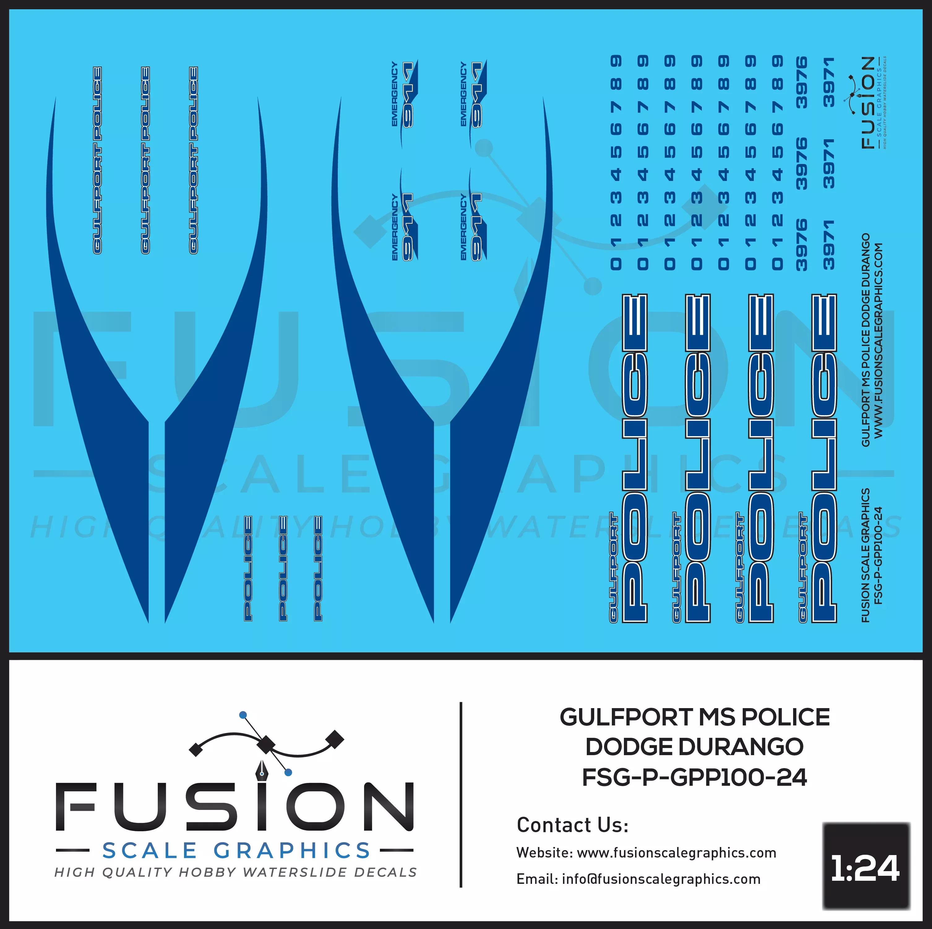 1-24-scale-gulfport-mississippi-dodge-durango-police-car-decal-set 1:24 Scale Gulfport Mississippi Dodge Durango Police Car Decal Set