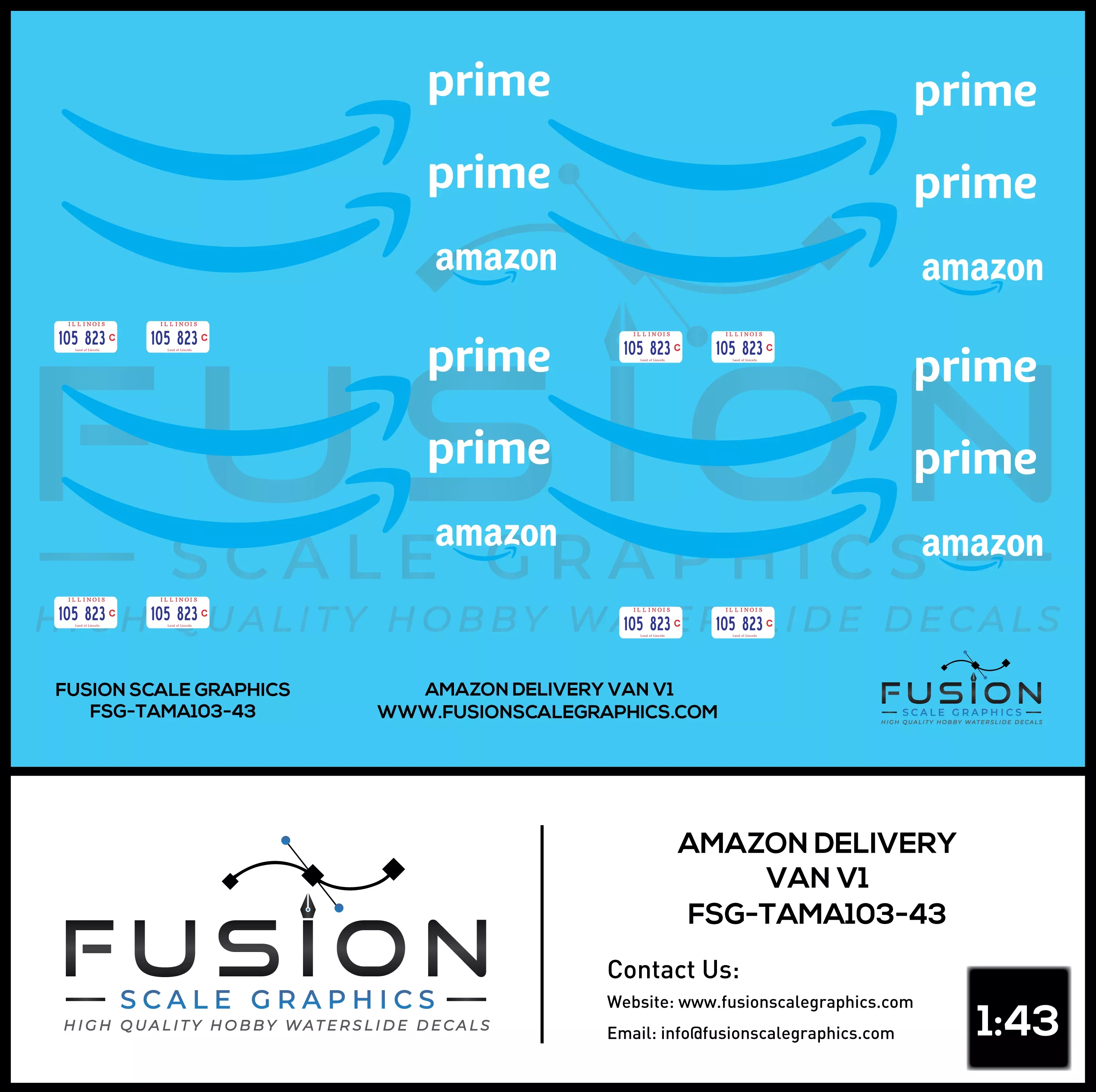 1-43-scale-amazon-delivery-van-decal-set-v1 1:43 Scale Amazon Delivery Van Decal Set V1