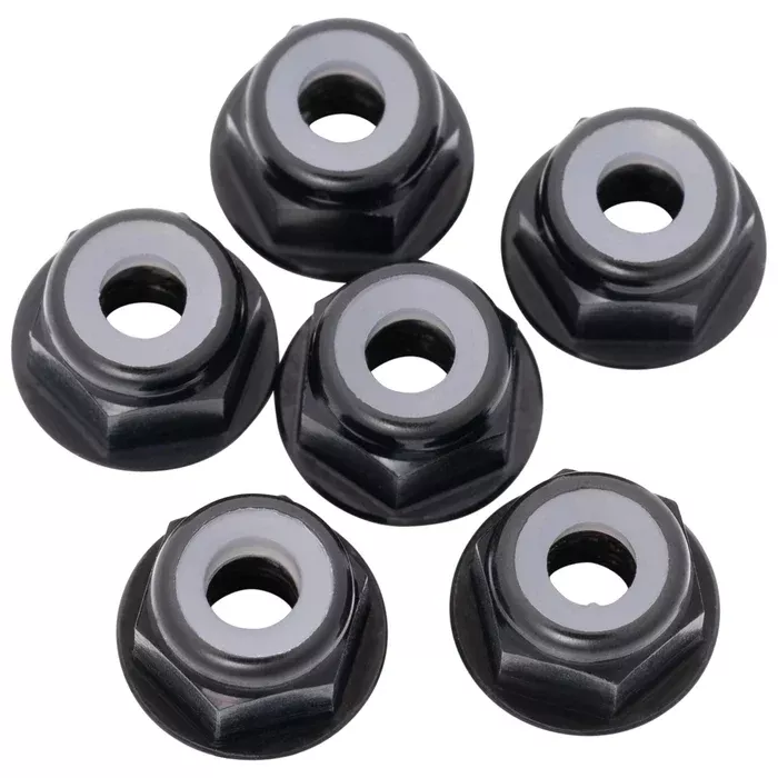 1UP Racing 7075 Aluminum M3 Flanged Locknuts – Black Anodized – 6-Pack (870003)