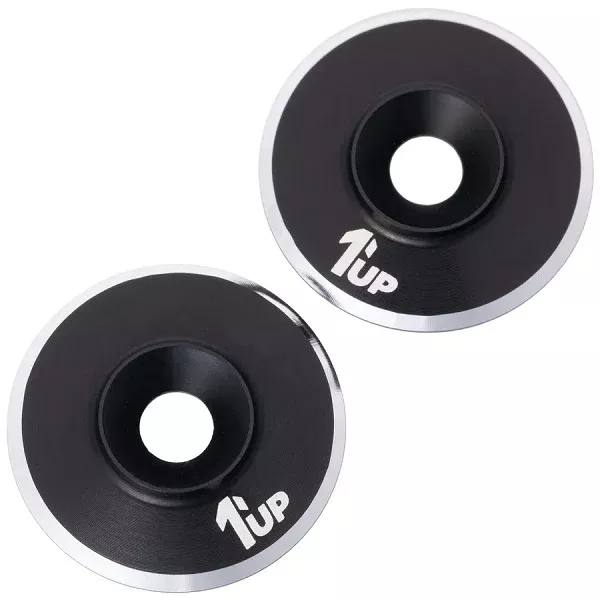 1UP Racing 7075 LowPro M3 Wing Washers – Black Shine Anodized – 14mm OD (2-Pack) (820021)