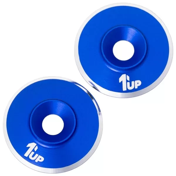 1UP Racing 7075 LowPro M3 Wing Washers – Dark Blue Shine Anodized – 14mm OD (2-Pack) (820121)