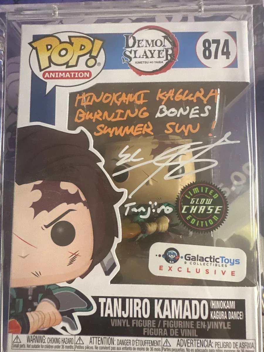 autographed-by-zach-aguilar-funko-pop-animation-demon-slayer-tanjiro-kamado-glow Autographed By Zach Aguilar Funko Pop! Animation: Demon Slayer - Tanjiro Kamado (Glow Chase) (Galactic Toys)(Hinokami Kagura Dance) #874 JSA#AW91817