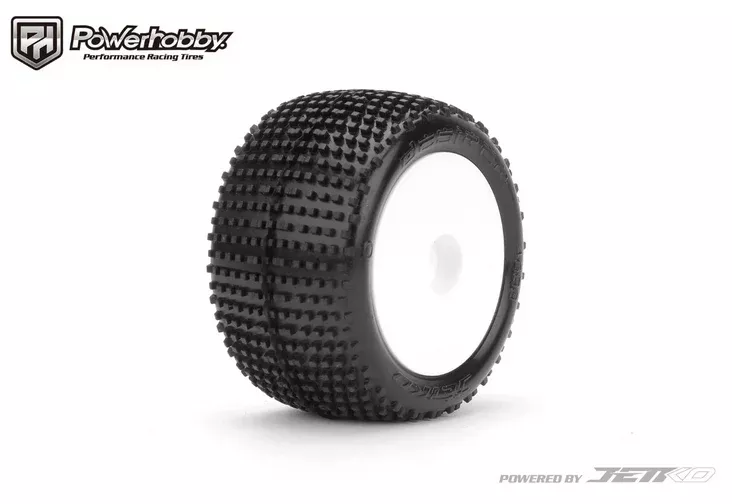 Powerhobby Desirer Front/Rear Mini-T Mounted Tires 8mm White Soft (2)
