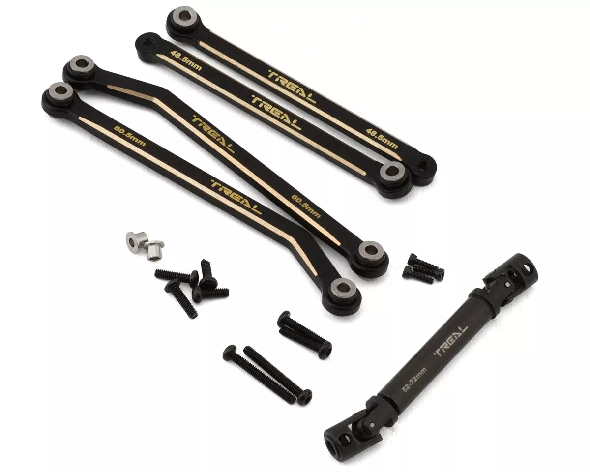 treal-hobby-fcx24-brass-extended-rear-suspension-link-set-black-12mm-w-steel-dri Treal Hobby FCX24 Brass Extended Rear Suspension Link Set (Black) (+12mm) w/Steel Driveshaft