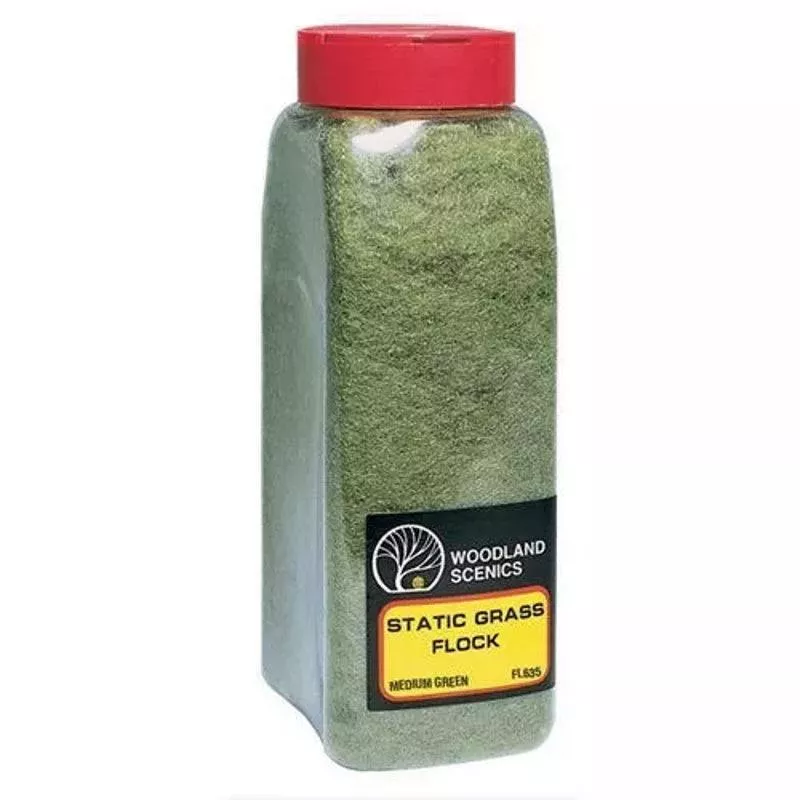 woodland-scenics-fl635-static-grass-flock-medium-green-32-oz-train-scenery Woodland Scenics FL635 Static Grass Flock Medium Green 32 oz Train Scenery