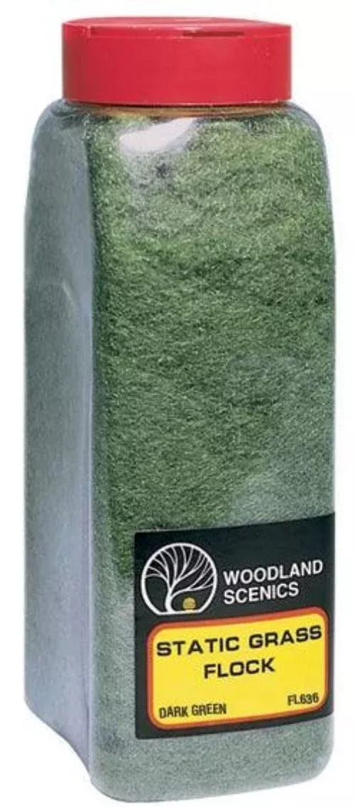 woodland-scenics-fl636-static-grass-flock-dark-green-32-oz-train-scenery Woodland Scenics FL636 Static Grass Flock Dark Green 32 oz Train Scenery