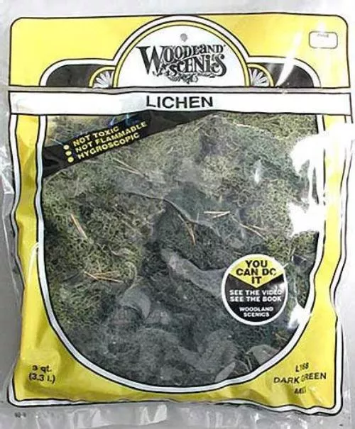 woodland-scenics-l168-n-ho-lichen-darkgreen-mix-3-quarts-train-scenery Woodland Scenics L168 N/HO Lichen DarkGreen Mix 3 Quarts Train Scenery